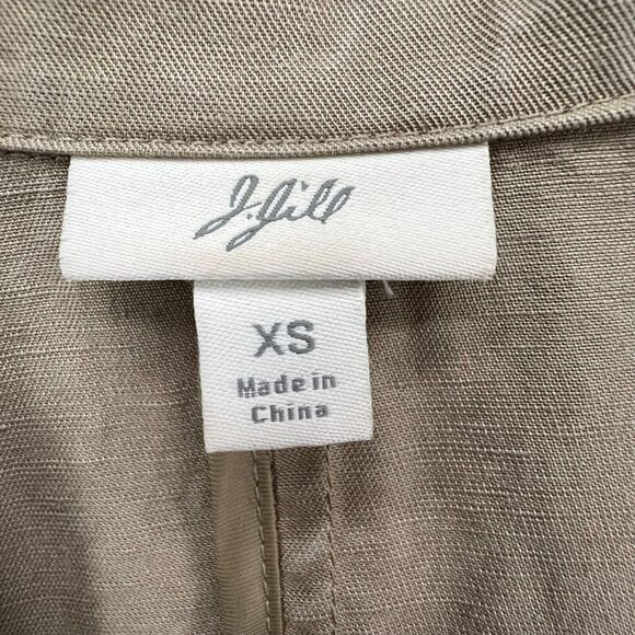 J Jill Blazer Jacket Women XS Tan Tencel Linen Blend Tie Front Coastal Cottage - Picture 11 of 15